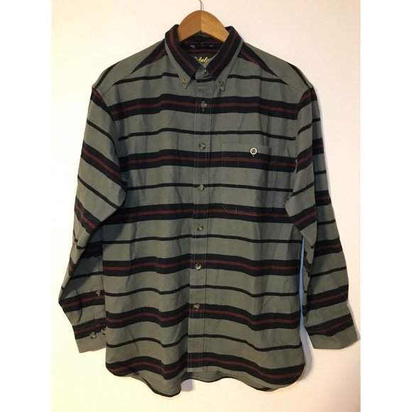 Cabela's Men's Medium Regular Heavy Shirt Gray Striped - Picture 1 of 5
